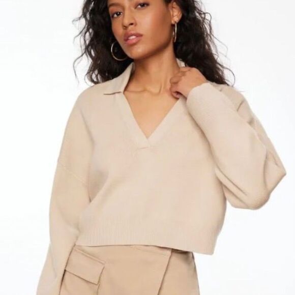Dynamite Cropped Polo Sweater | Size XXS | NWOT | 72% wiskose - Picture 1 of 5